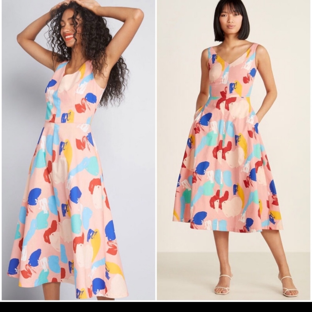 Emily & Fin Margot Abstract Brushstroke Dress